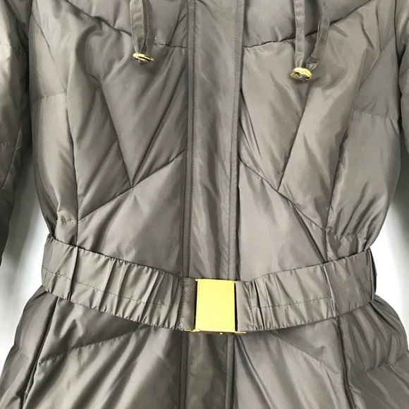 T Tahari Hooded Belted Down Filled Puffer Coat - Picture 4 of 14